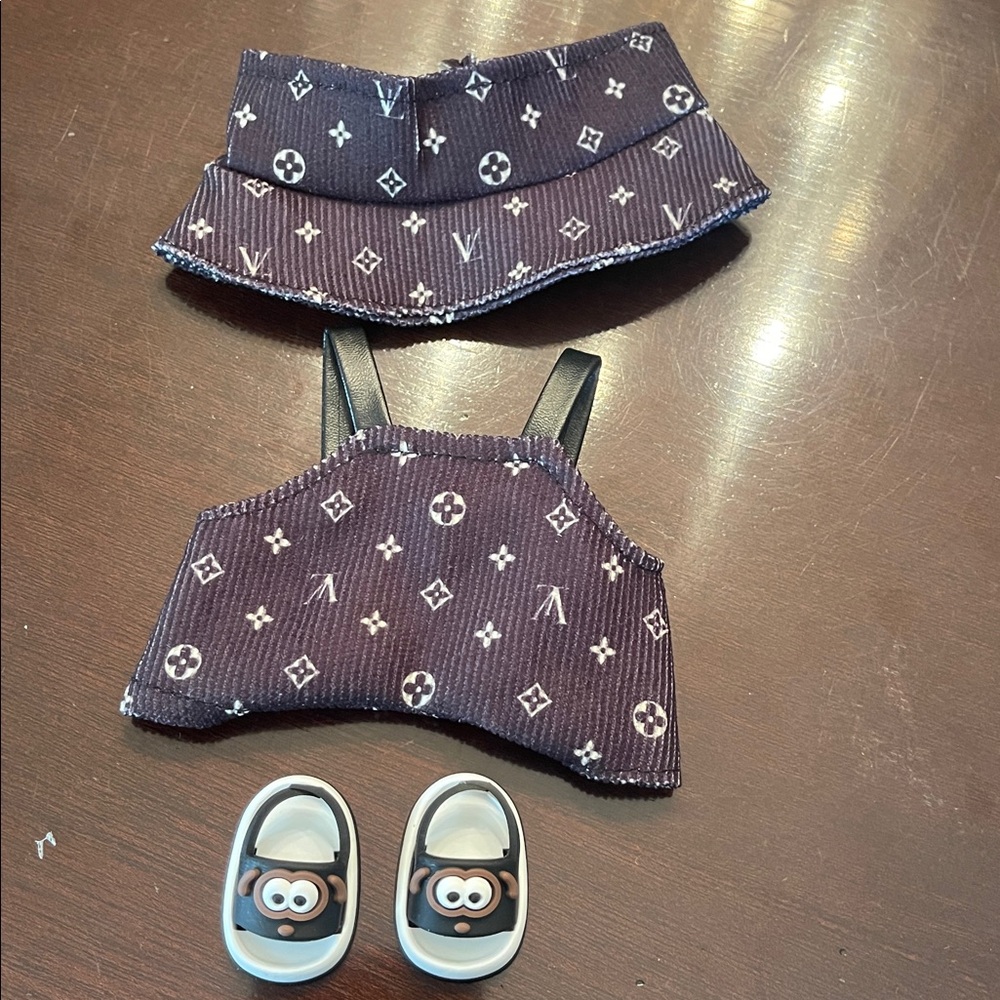 Designer Patterned Labubu Outfit with super cute Shoes sandals nwt